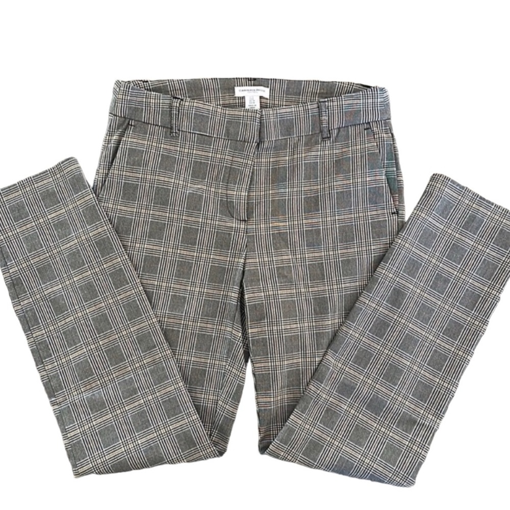 NW- Carolina Belle Womens Black-White-Yellow Plaid Trousers Pants Size 6